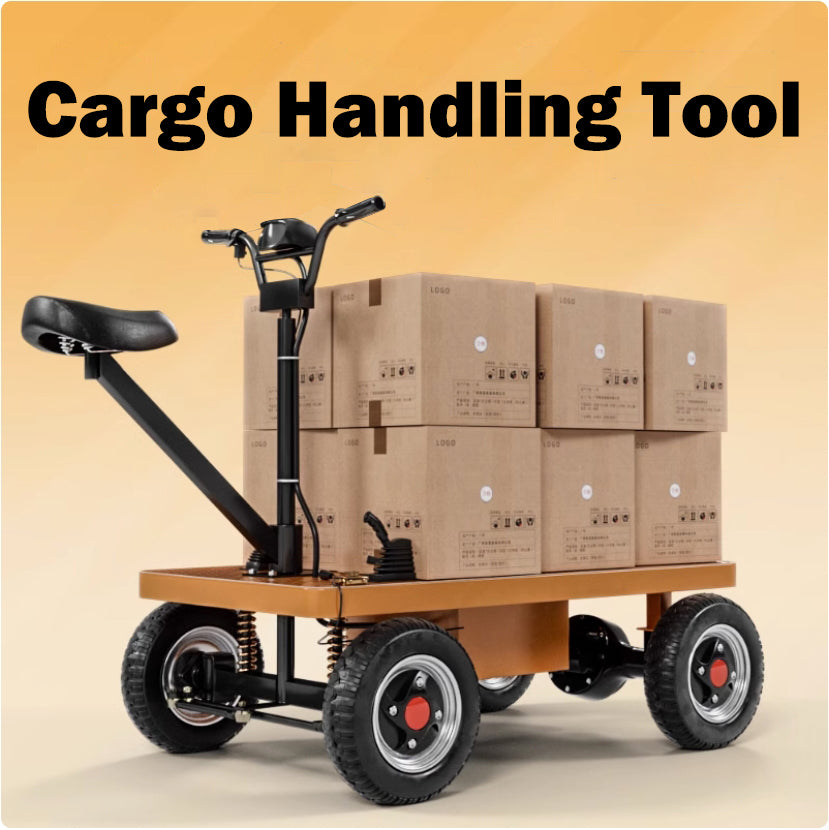 Forward/Reverse Riding Four-Wheeled Electric Flatbed Cart