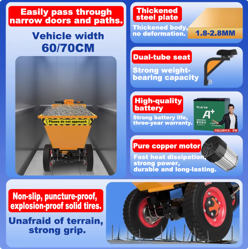 Electric Power-Assisted Brushless Dumping Three-Wheel Wheelbarrow