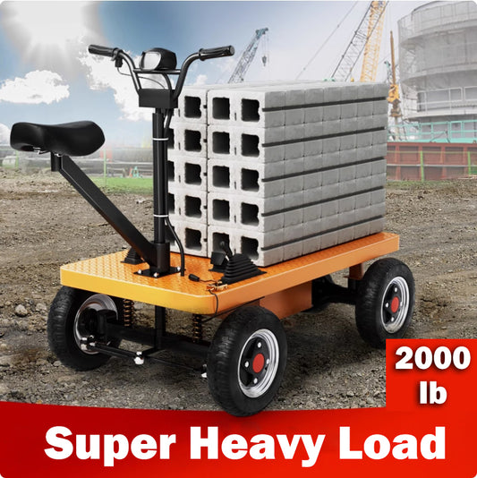 Forward/Reverse Riding Four-Wheeled Electric Flatbed Cart